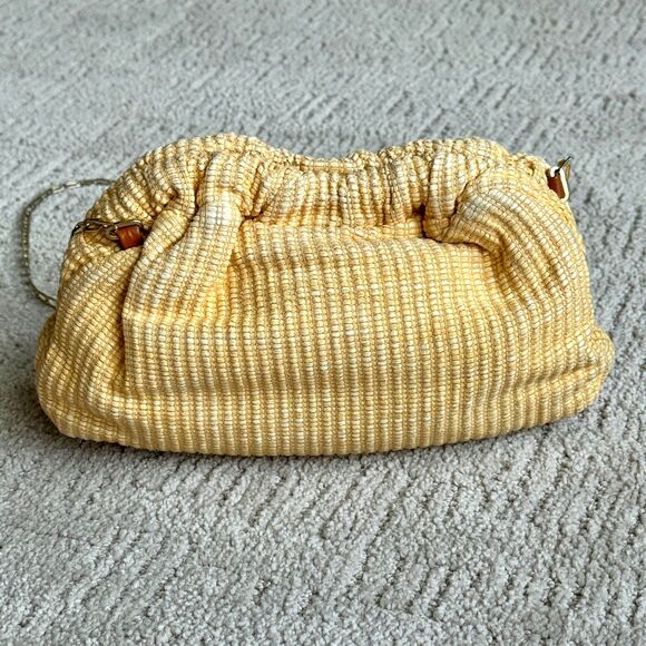 Mansur Gavriel Mini Cloud Woven Clutch in Natural with Chain Strap - Picture 3 of 13